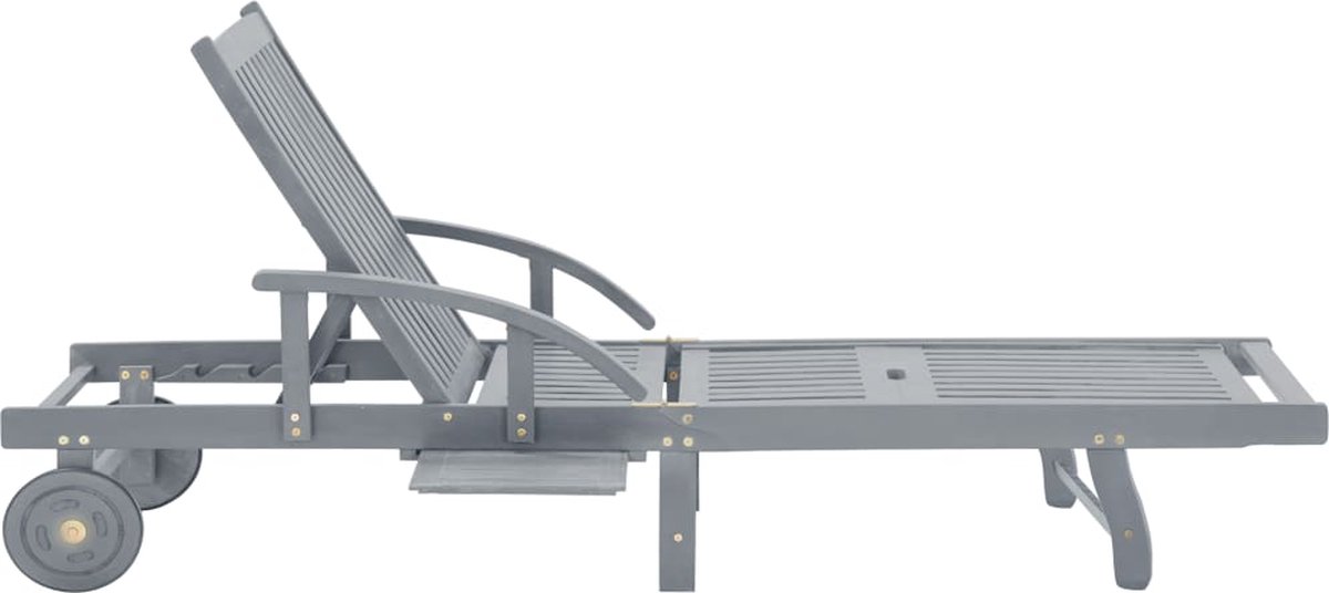 Vidaxl Ligbed Met Kussen Massief Acaciahout - Grijs