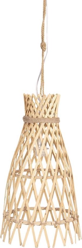 Clayre & Eef Hanglamp Ø 34*63 Cm E27/max 1*60w Creme Hout 6lmp633 - Beige