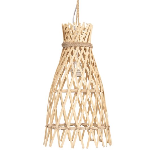 Clayre & Eef Hanglamp Ø 34*63 Cm E27/max 1*60w Creme Hout 6lmp633 - Beige