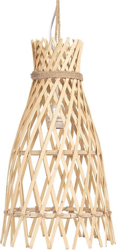 Clayre & Eef Hanglamp Ø 34*63 Cm E27/max 1*60w Creme Hout 6lmp633 - Beige