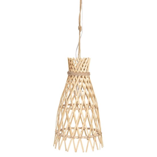 Clayre & Eef Hanglamp Ø 34*63 Cm E27/max 1*60w Creme Hout 6lmp633 - Beige