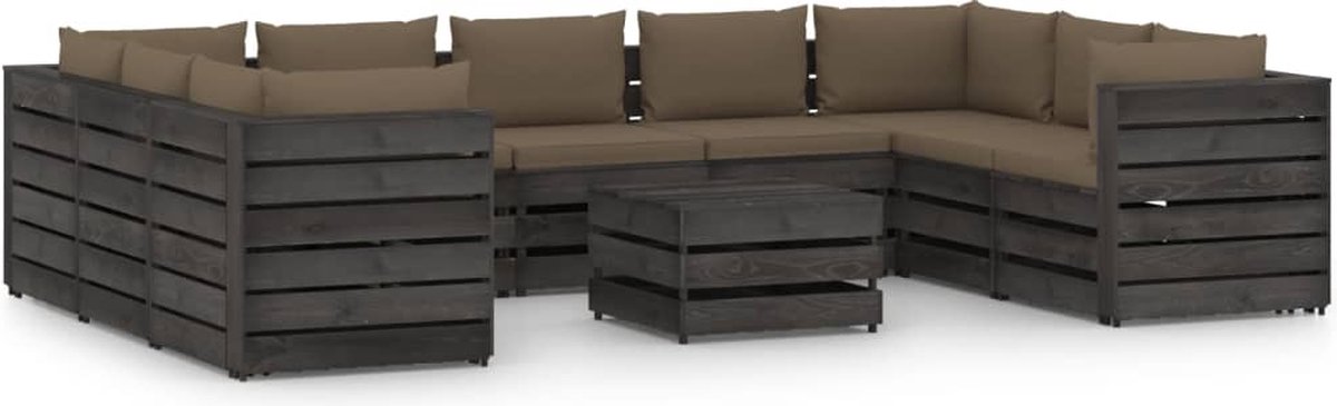 Vidaxl 10-delige Loungeset Met Kussens Geïmpregneerd Hout - Marrón