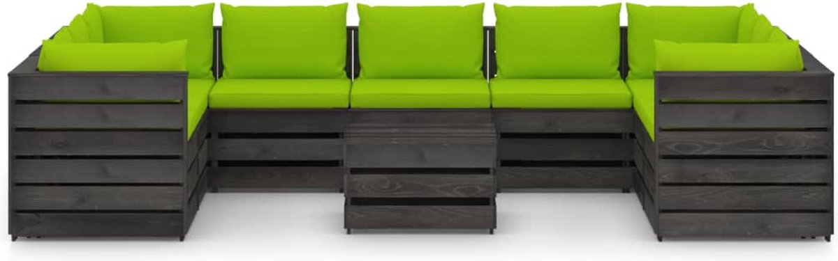Vidaxl 10-delige Loungeset Met Kussens Geïmpregneerd Hout - Groen