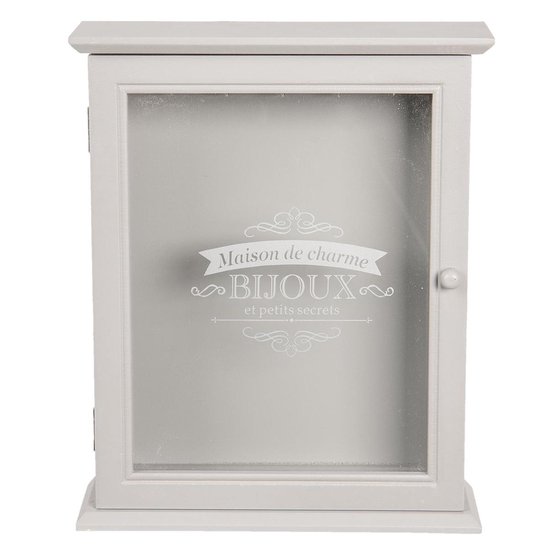 Clayre & Eef Sleutelkastje 22*7*27 Cm Mdf / Glas Rechthoekig 6h1830 - Grijs