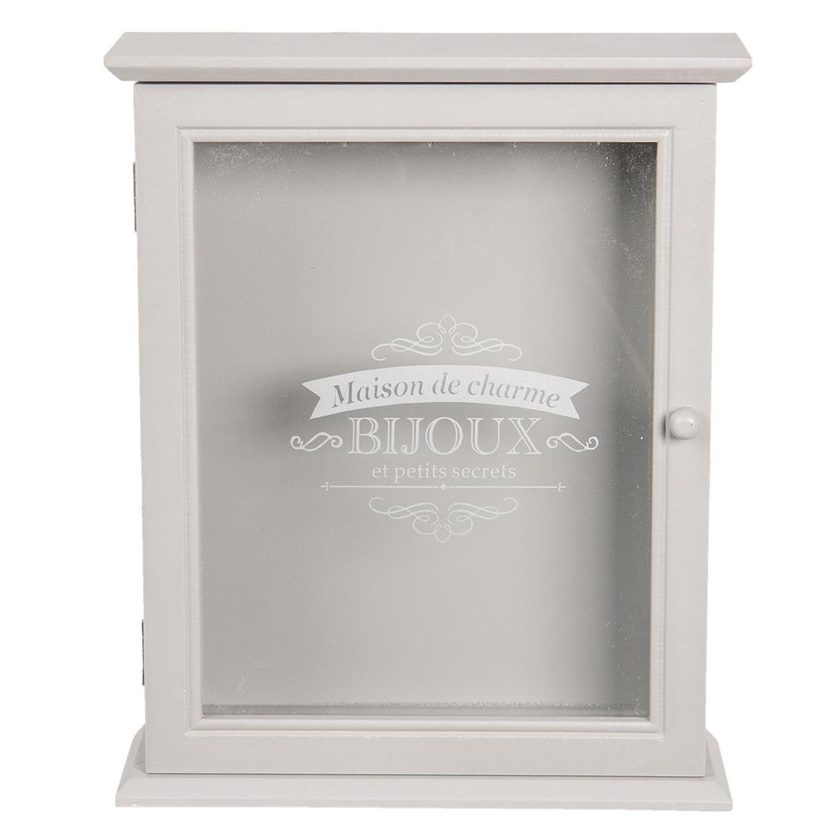 Clayre & Eef Sleutelkastje 22*7*27 Cm Mdf / Glas Rechthoekig 6h1830 - Grijs