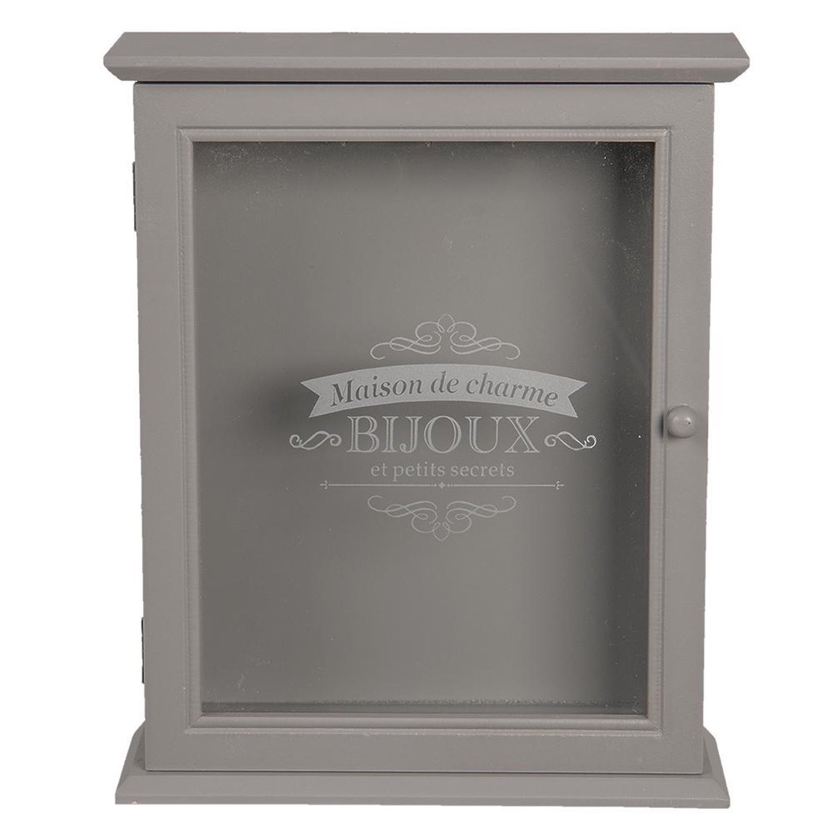 Clayre & Eef Sleutelkastje 22*7*27 Cm Mdf / Glas Rechthoekig 6h1830 - Grijs