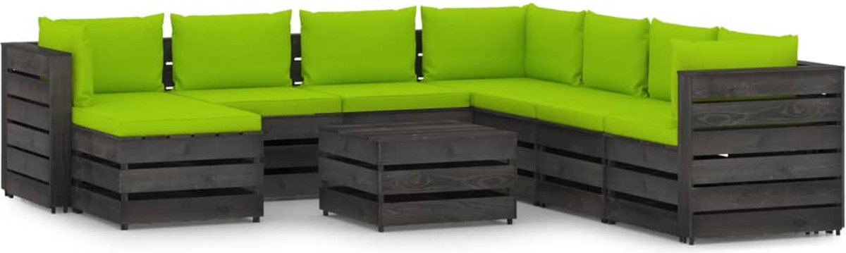 Vidaxl 9-delige Loungeset Met Kussens Geïmpregneerd Hout - Groen