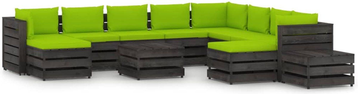 Vidaxl 12-delige Loungeset Met Kussens Geïmpregneerd Hout - Groen