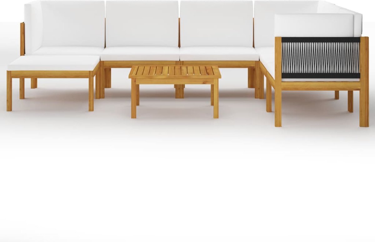 Vidaxl 8-delige Loungeset Met Kussens Massief Acaciahout Crème - Bruin