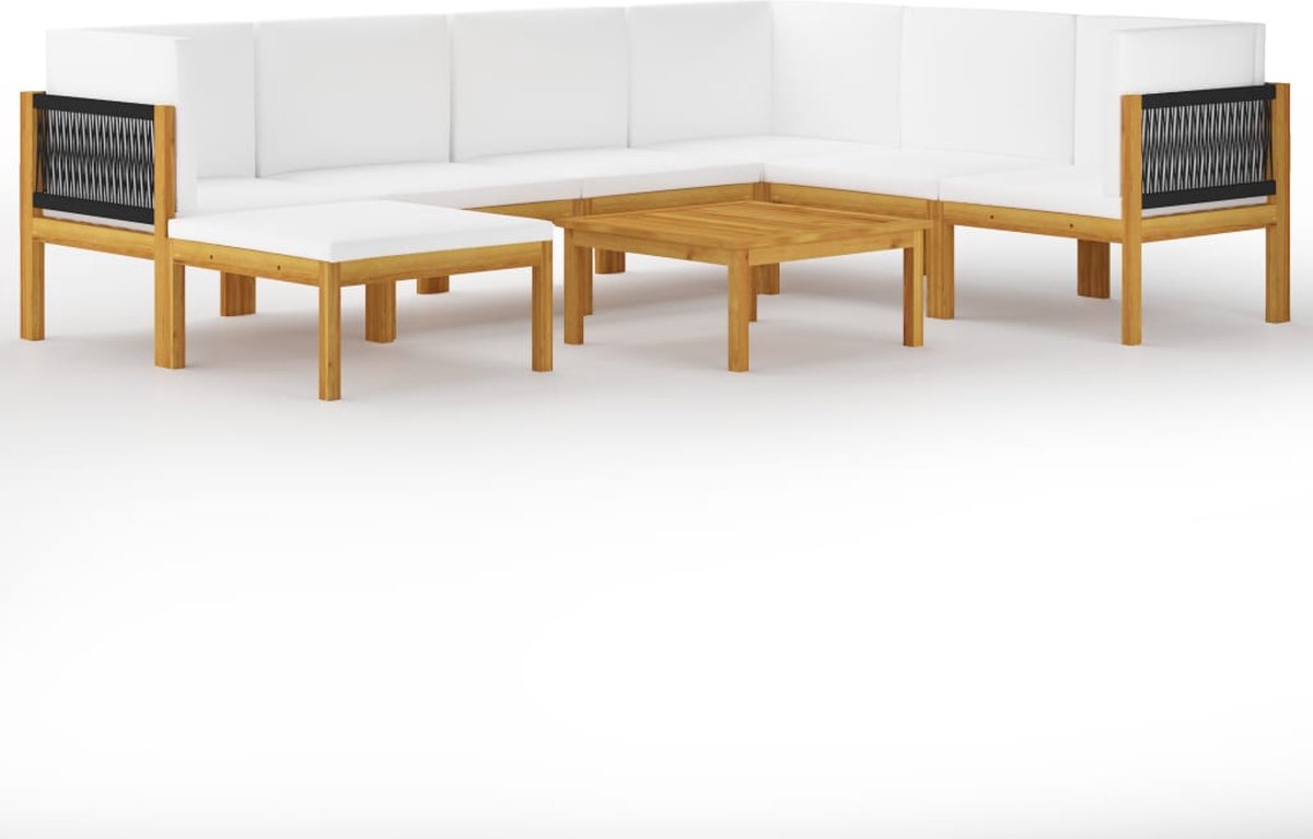 Vidaxl 8-delige Loungeset Met Kussens Massief Acaciahout Crème - Bruin