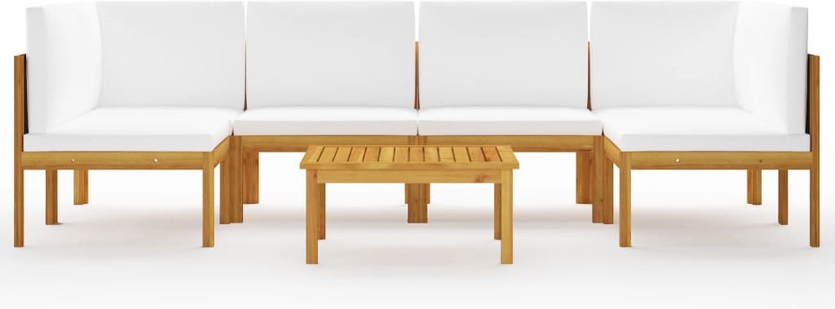 Vidaxl 7-delige Loungeset Met Kussens Massief Acaciahout Crème - Bruin