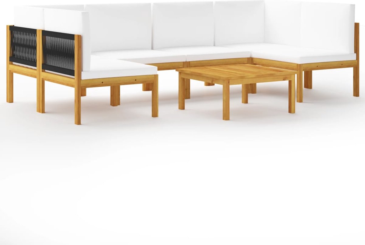 Vidaxl 7-delige Loungeset Met Kussens Massief Acaciahout Crème - Bruin
