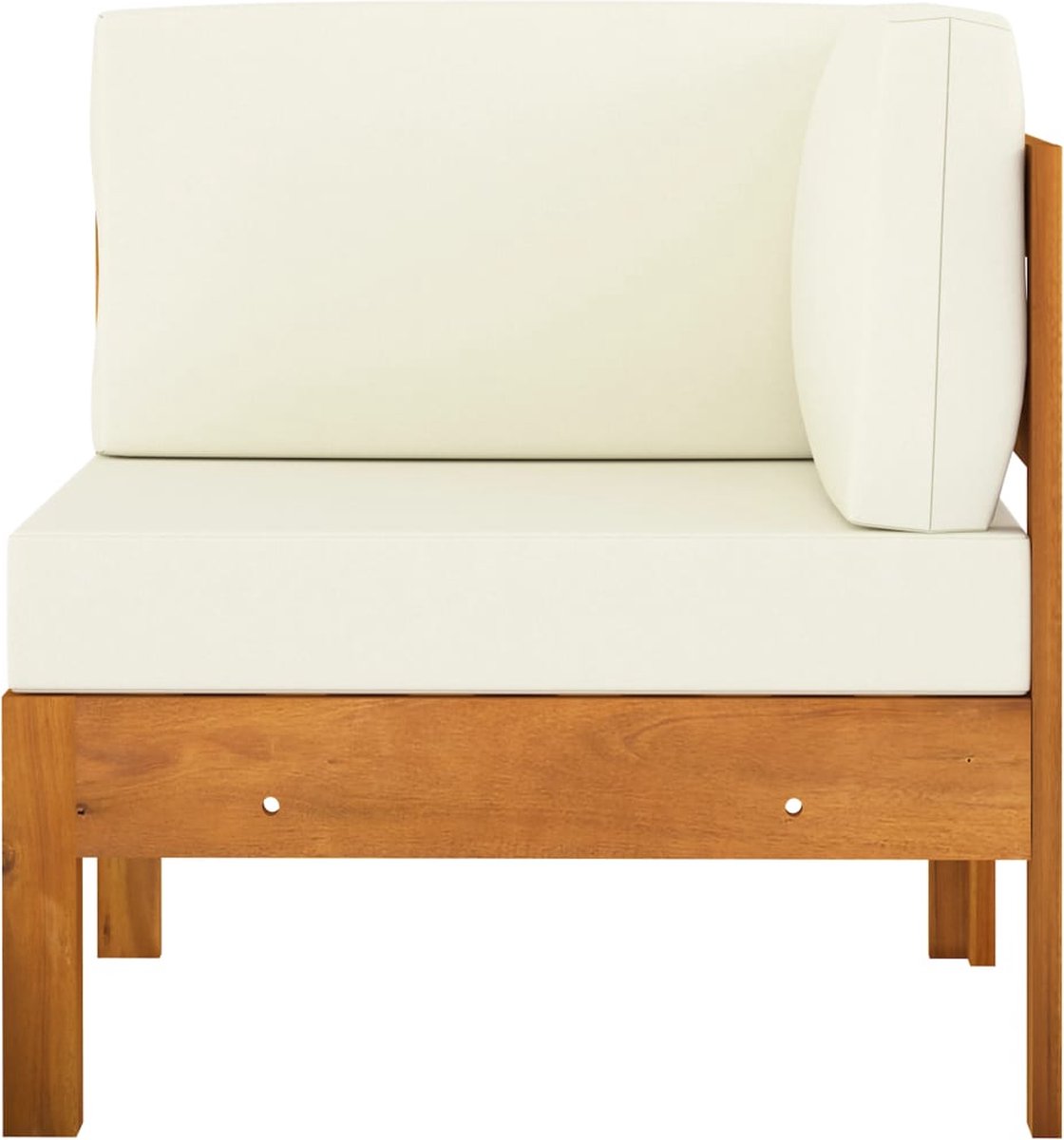 Vidaxl 5-delige Loungeset Met Crèmewitte Kussens Acaciahout - Bruin