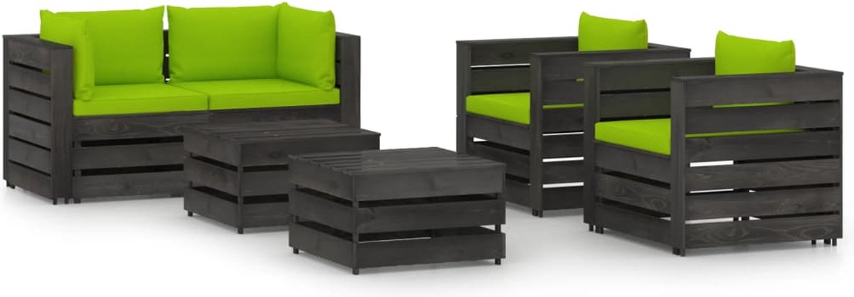 Vidaxl 6-delige Loungeset Met Kussens Geïmpregneerd Hout - Groen