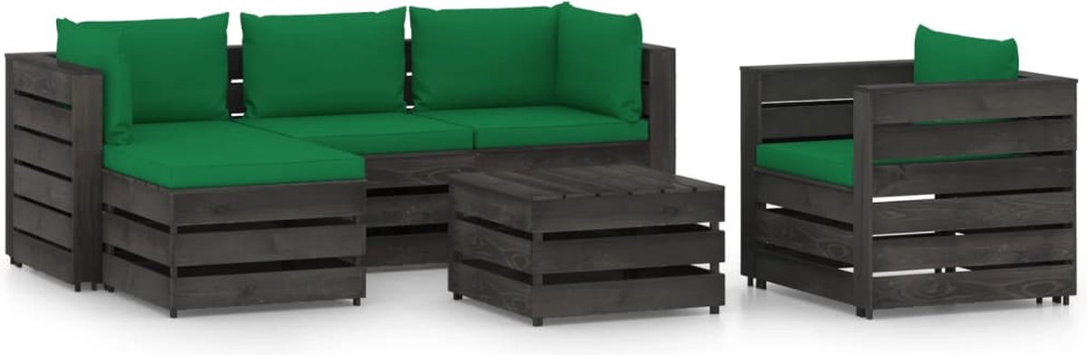 Vidaxl 6-delige Loungeset Met Kussens Geïmpregneerd Hout - Verde