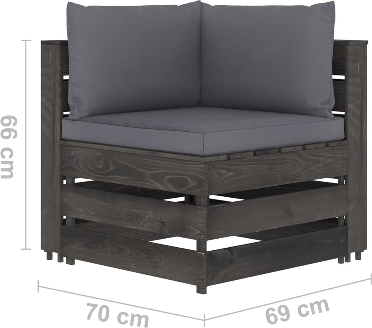 Vidaxl 7-delige Loungeset Met Kussens Geïmpregneerd Hout - Grijs
