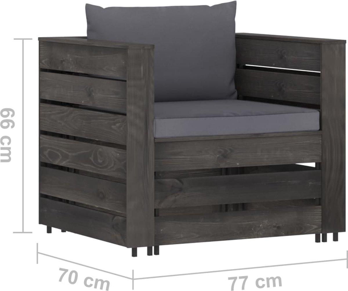 Vidaxl 7-delige Loungeset Met Kussens Geïmpregneerd Hout - Grijs