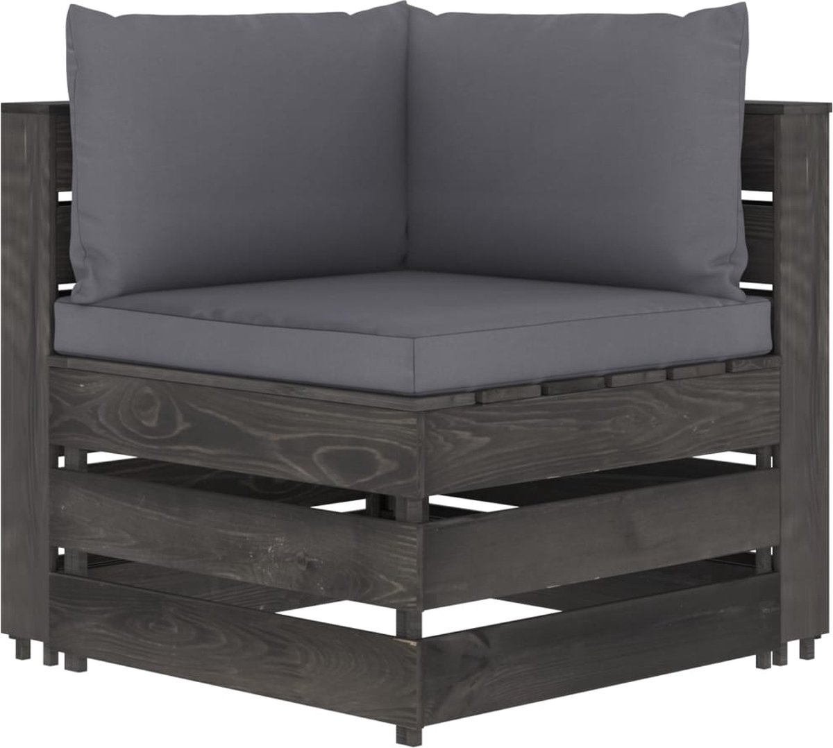 Vidaxl 7-delige Loungeset Met Kussens Geïmpregneerd Hout - Grijs
