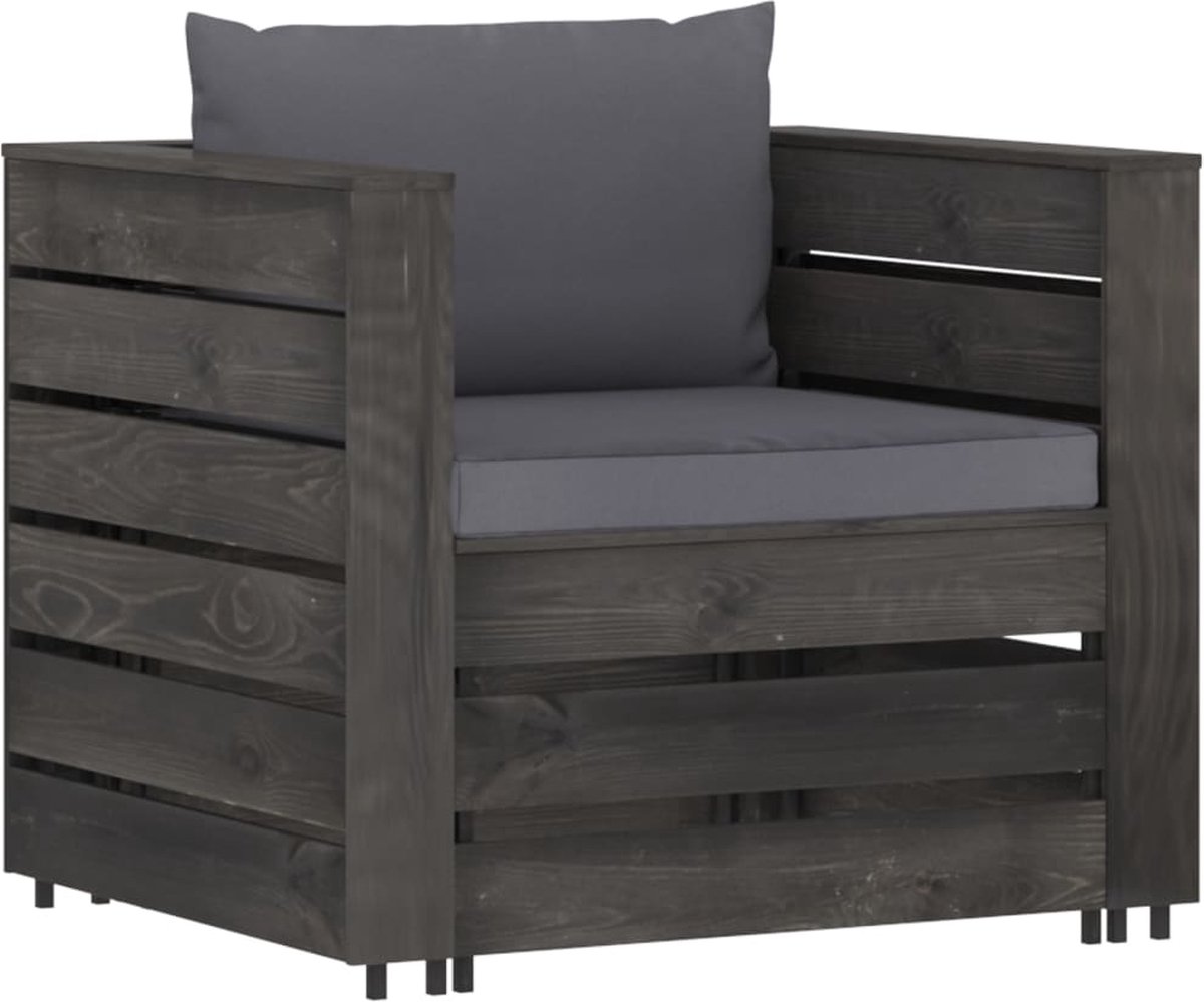 Vidaxl 7-delige Loungeset Met Kussens Geïmpregneerd Hout - Grijs