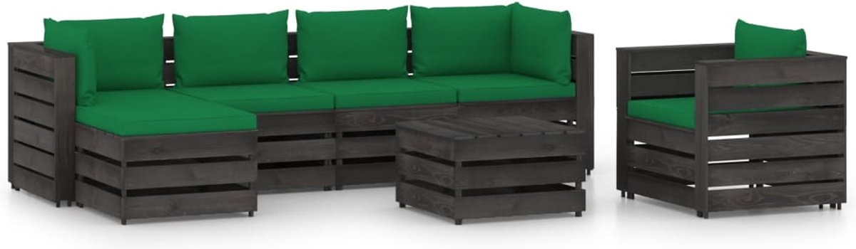 Vidaxl 7-delige Loungeset Met Kussens Geïmpregneerd Hout - Groen