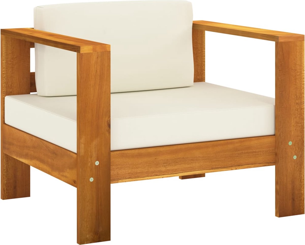 Vidaxl 9-delige Loungeset Met Crèmewitte Kussens Acaciahout - Bruin