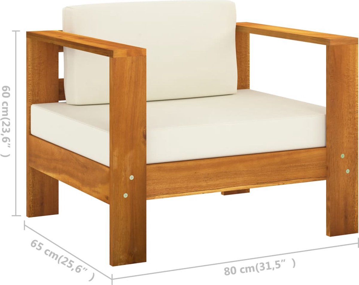 Vidaxl 9-delige Loungeset Met Crèmewitte Kussens Acaciahout - Bruin