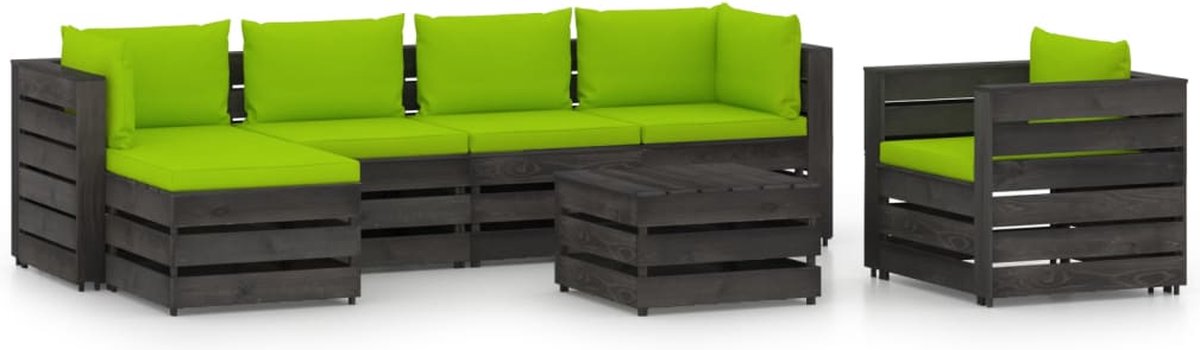 Vidaxl 7-delige Loungeset Met Kussens Geïmpregneerd Hout - Groen