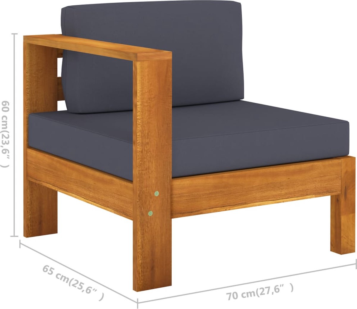 Vidaxl 5-delige Loungeset Met Donkergrijze Kussens Acaciahout - Grijs