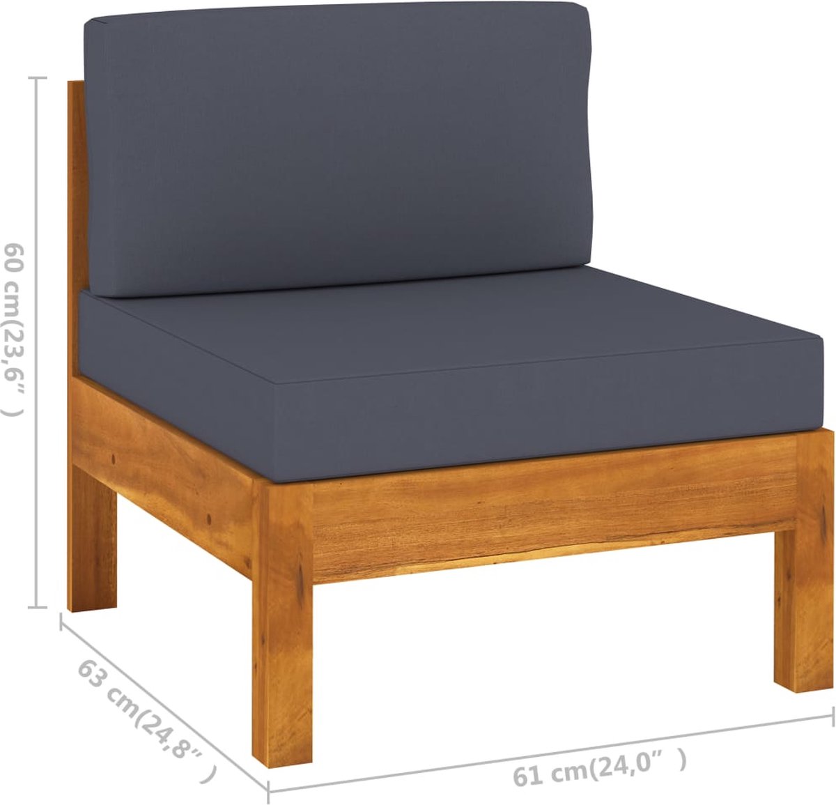 Vidaxl 6-delige Loungeset Met Donkergrijze Kussens Acaciahout - Grijs