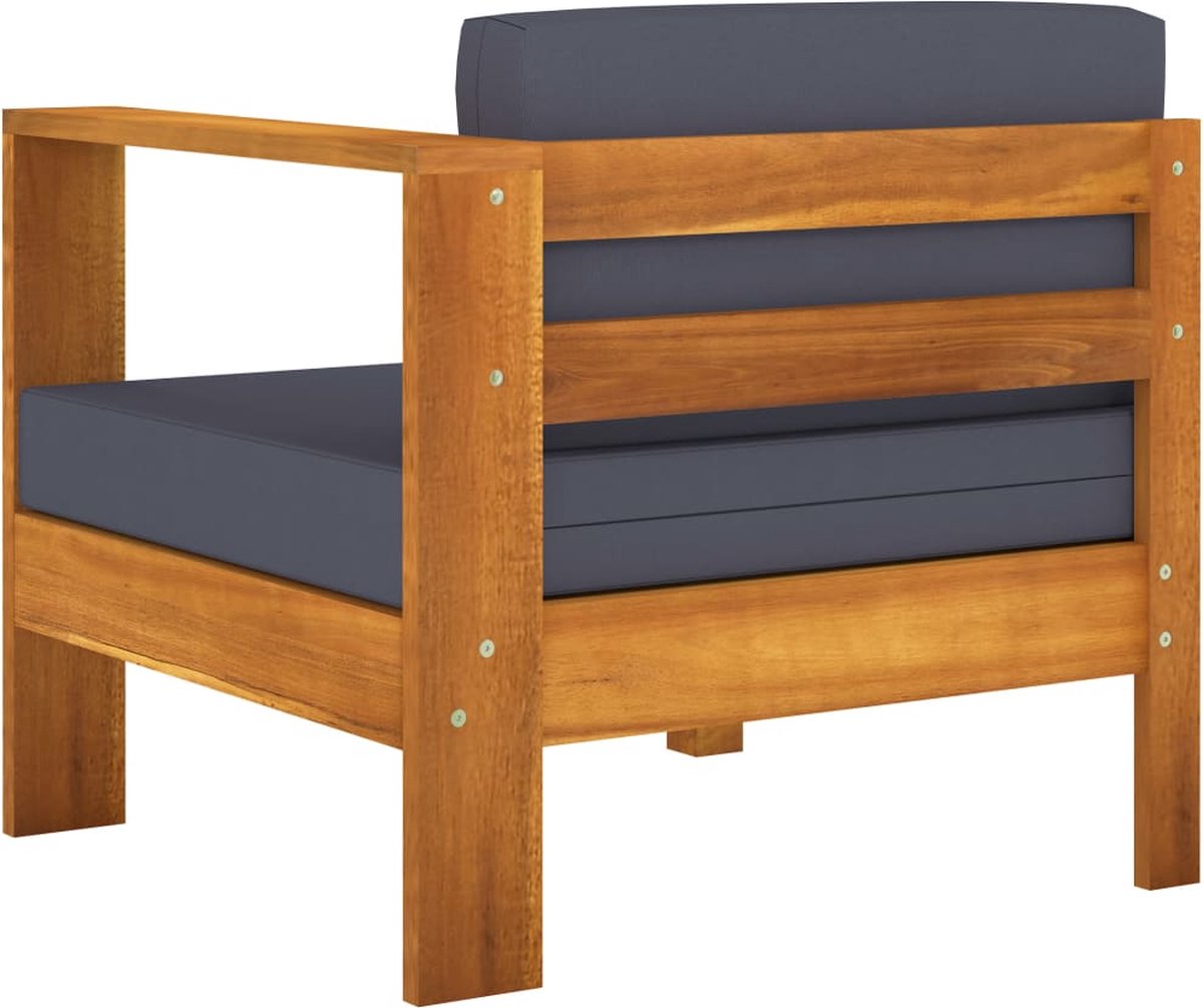 Vidaxl 6-delige Loungeset Met Donkergrijze Kussens Acaciahout - Grijs