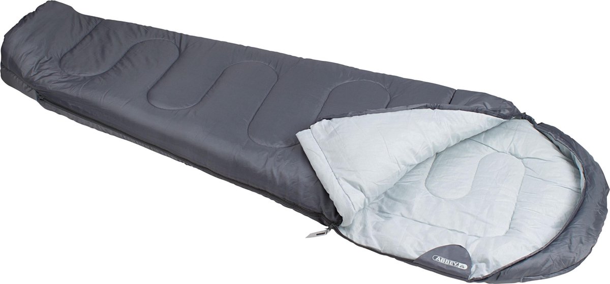 Abbey Camp Mummy Slaapzak - 100% Polyester - Comfort Temperatuur: Ca.10 ° C - 200 X 80 Cm - - Grijs