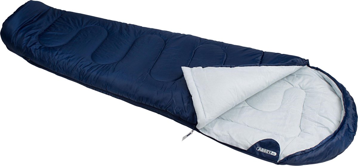 Abbey Camp Mummy Slaapzak - 100% Polyester - Comfort Temperatuur: 10 ° C - 200 X 80 Cm - Marine - Blauw