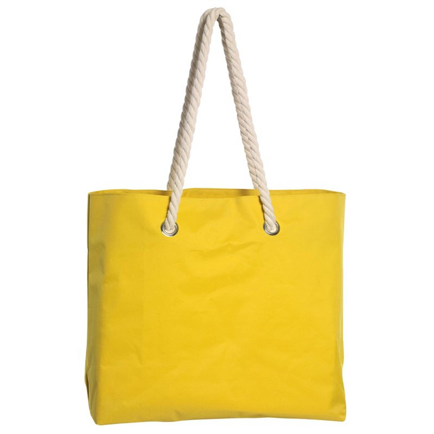 Strandtas Met Handvat Capri 35 X 45 Cm - Strandshoppers/boodschappentassen Van Polyester - Geel