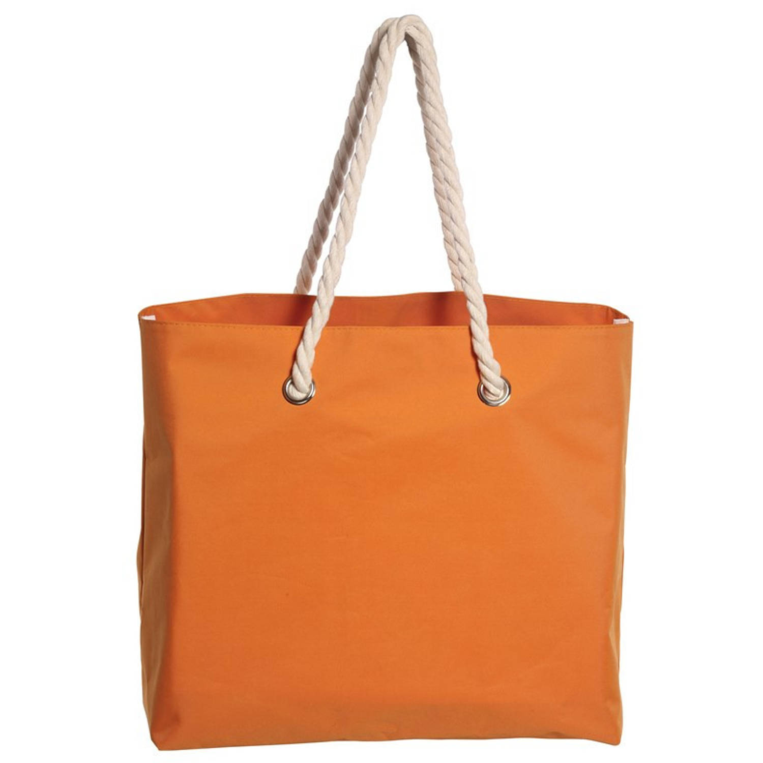 Strandtas Met Handvat Capri 35 X 45 Cm - Strandshoppers/boodschappentassen Van Polyester - Oranje