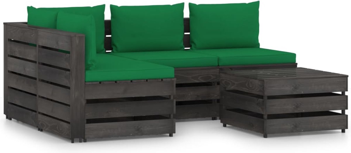 Vidaxl 5-delige Loungeset Met Kussens Geïmpregneerd Hout - Groen