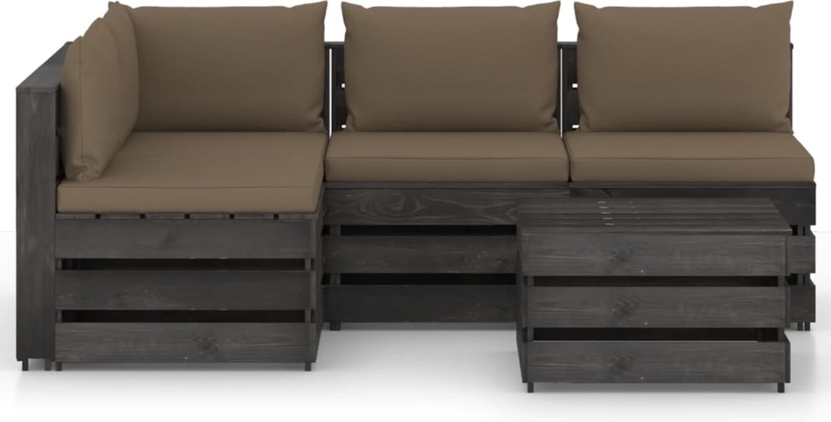Vidaxl 5-delige Loungeset Met Kussens Geïmpregneerd Hout - Bruin
