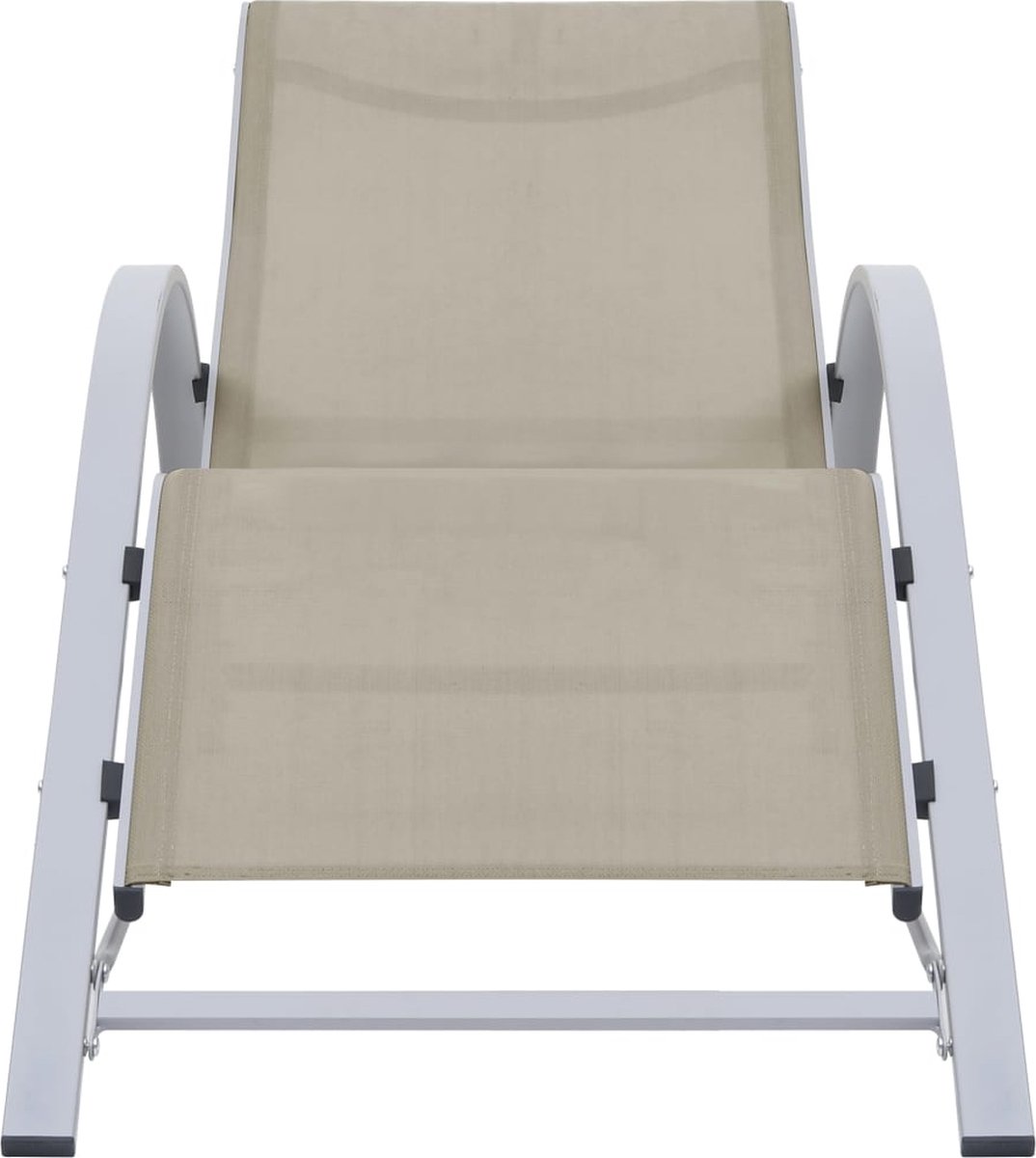 Vidaxl Ligbedden 2 St Met Tafel Aluminium Crèmekleurig - Zwart