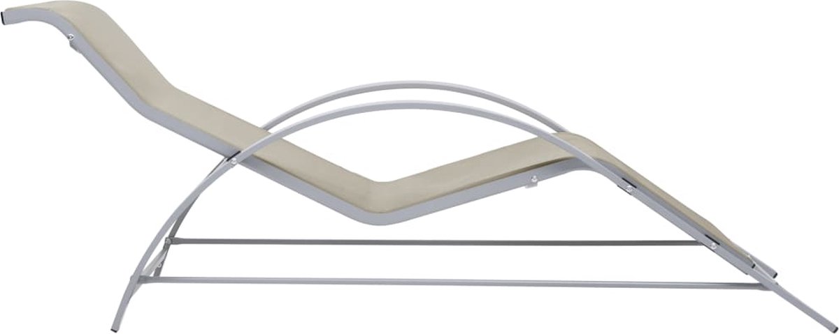 Vidaxl Ligbedden 2 St Met Tafel Aluminium Crèmekleurig - Zwart