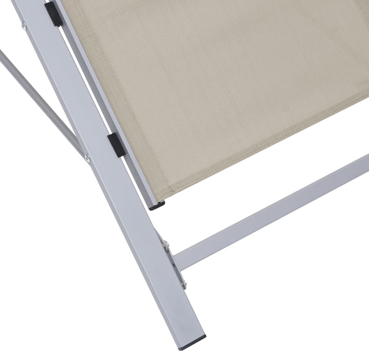 Vidaxl Ligbedden 2 St Met Tafel Aluminium Crèmekleurig - Zwart