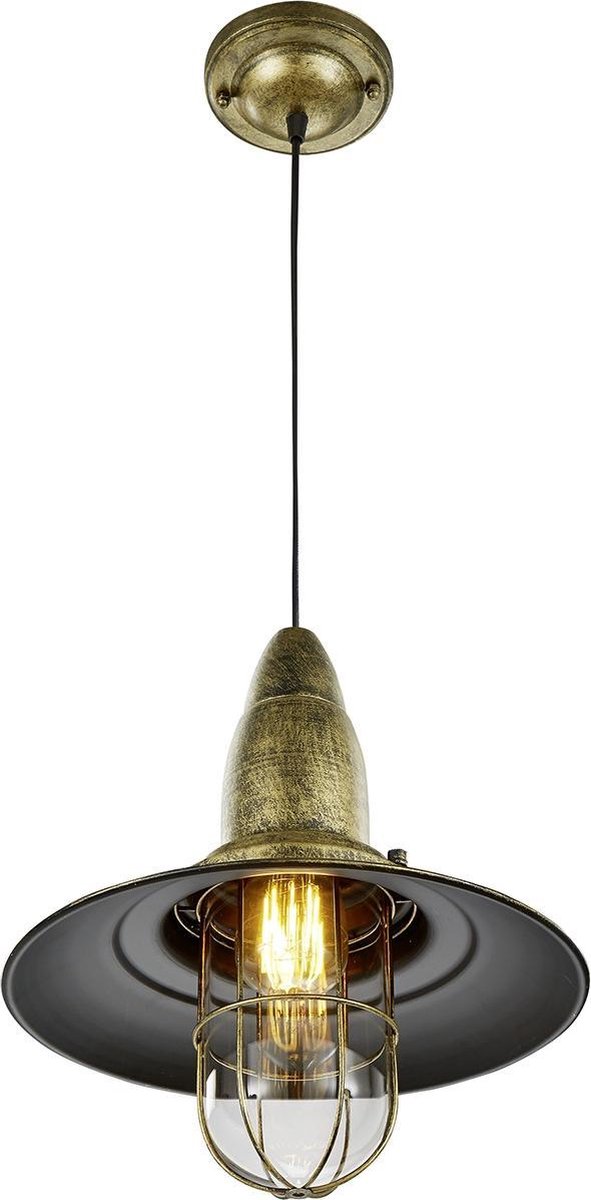 BES LED Led Hanglamp - Hangverlichting - Trion Fisun - E27 Fitting - Rond - Oud Brons - Aluminium - Bruin