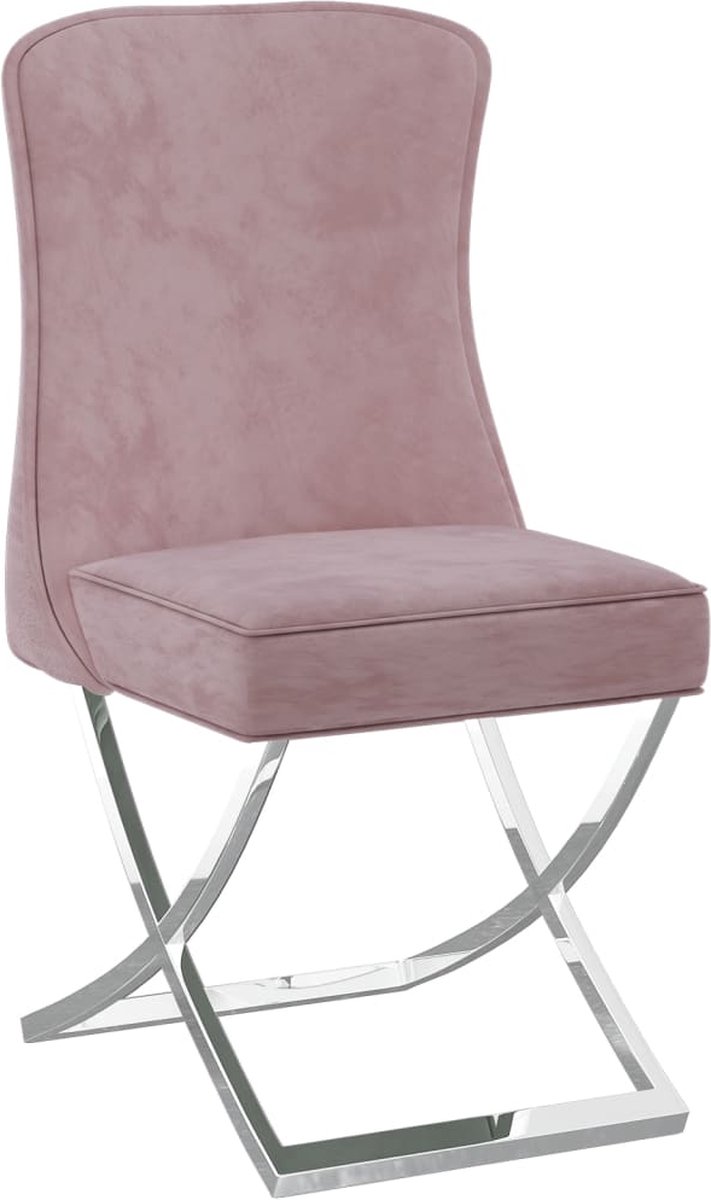 Vidaxl Eetkamerstoel 53x52x98 Cm Fluweel - Roze