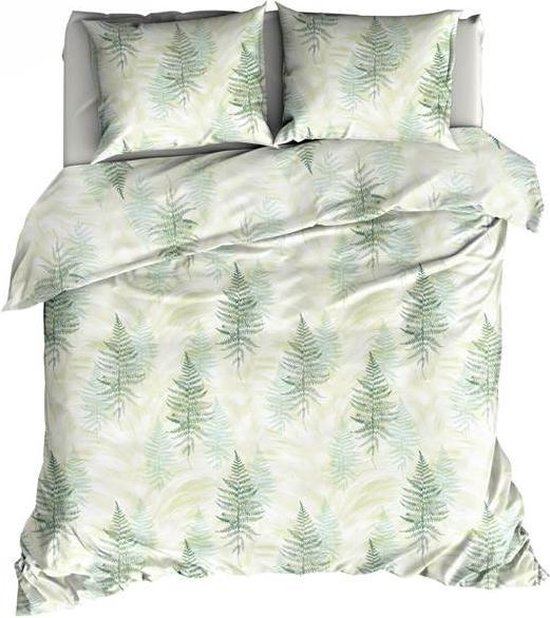 Satin D'or Felci Dekbedovertrek - 1-persoons (140x200/220 Cm + 1 Sloop) - Katoen Satijn - - Groen