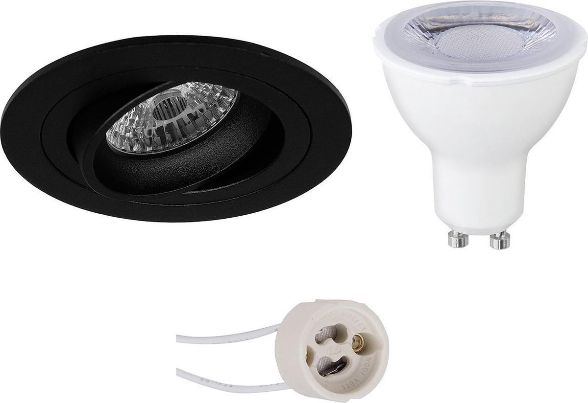 BES LED Led Spot Set - Pragmi Alpin Pro - Gu10 Fitting - Dimbaar - Inbouw Rond - Mat - 6w - Helder/koud Wit 6400k - - Zwart