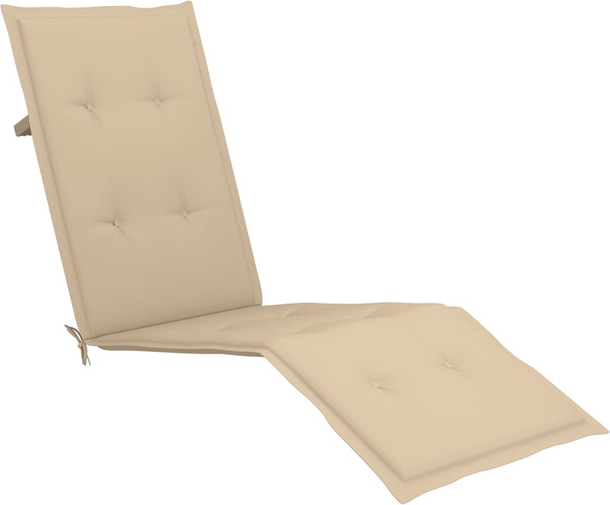 Vidaxl Terrasstoel Met Voetensteun En Kussen Massief Acaciahout - Beige