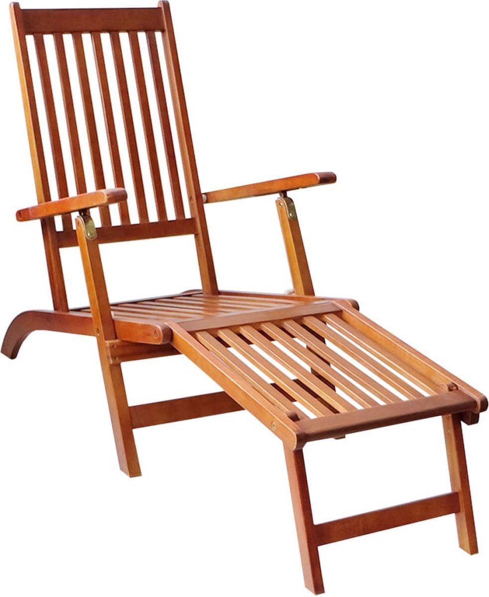 Vidaxl Terrasstoel Met Voetensteun En Kussen Massief Acaciahout - Beige