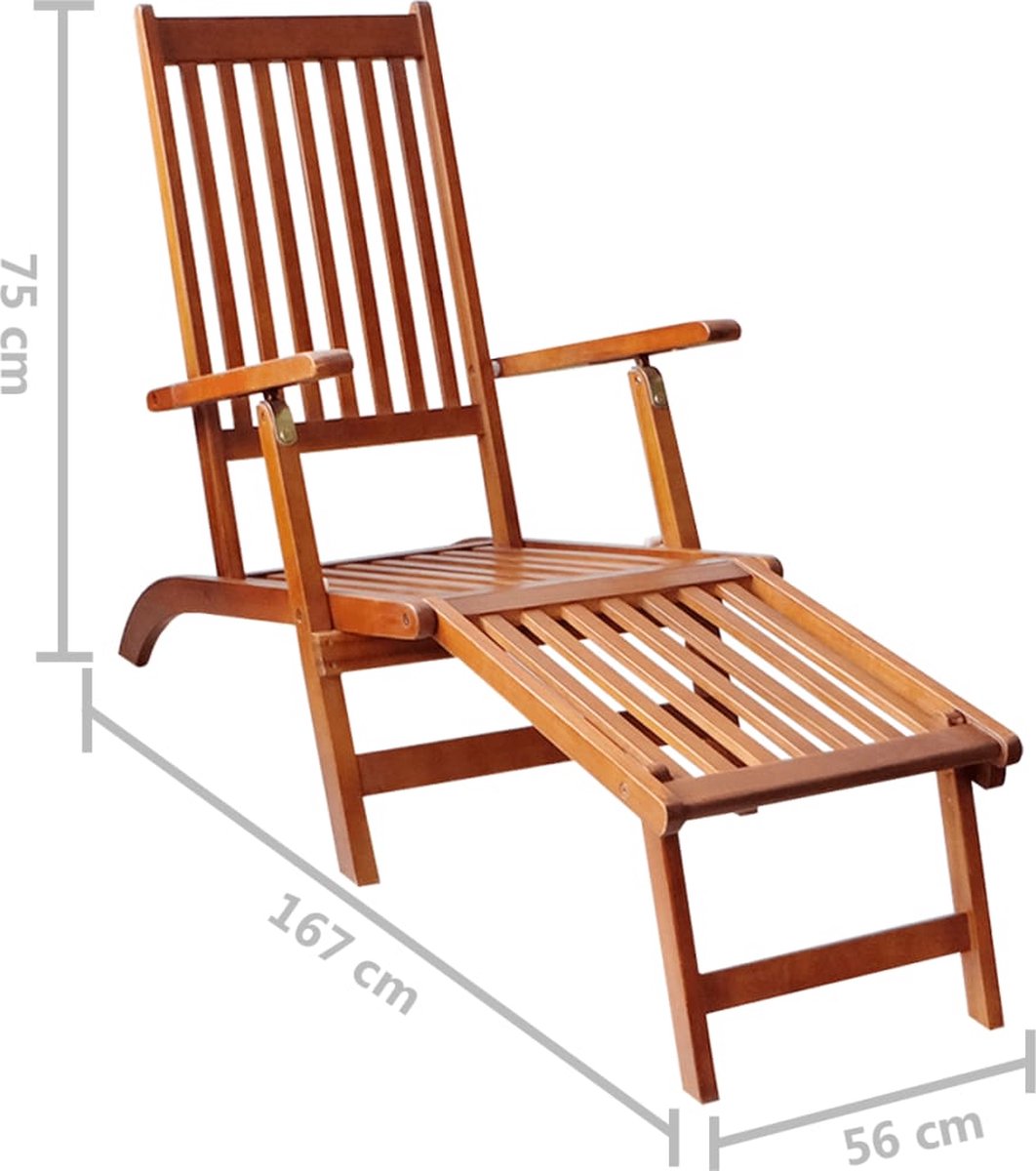 Vidaxl Terrasstoel Met Voetensteun En Kussen Massief Acaciahout - Beige