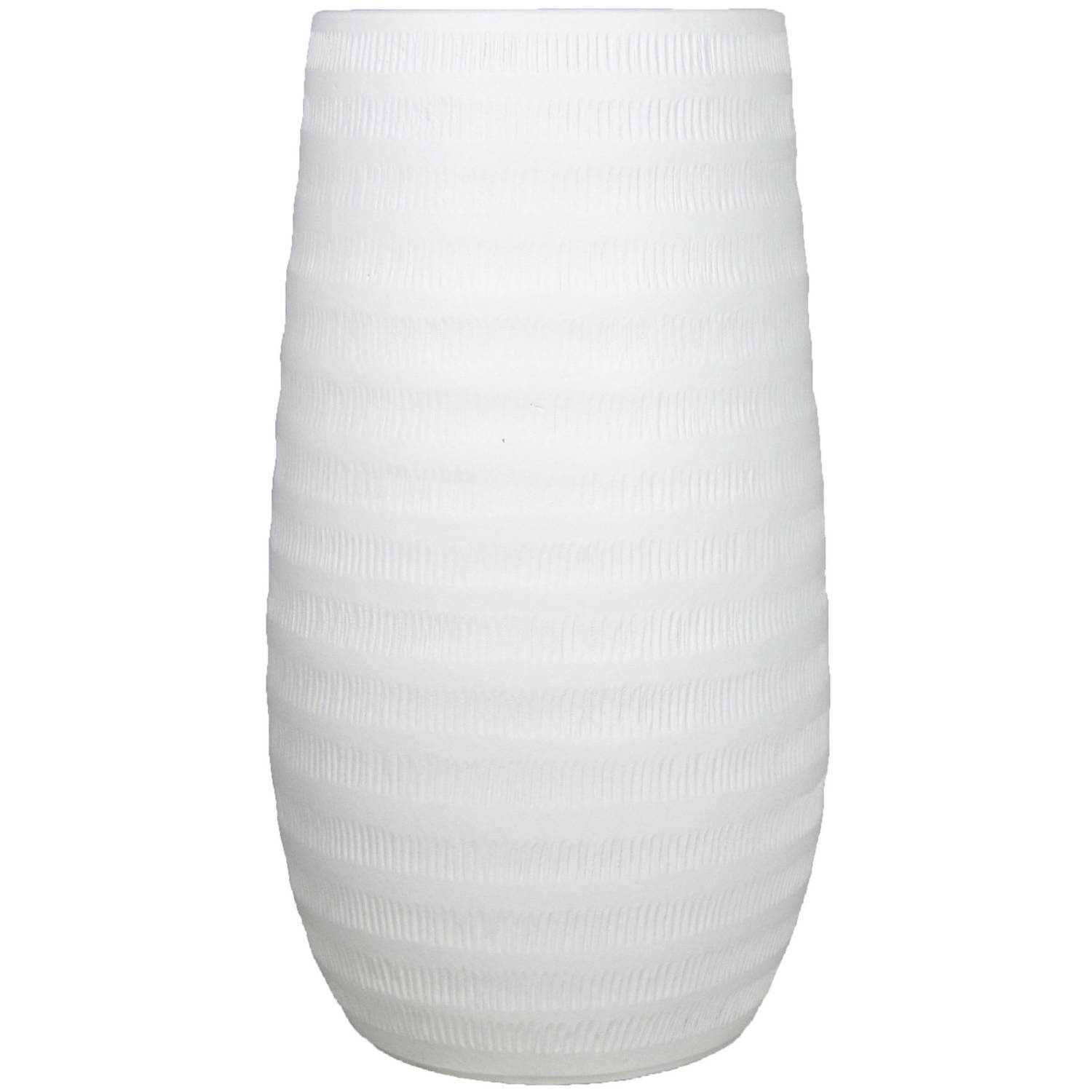 Bloemenvaas In Kleur Mat Keramiek Voor Boeketten/takken/bloemen H50 X D26 Cm- Vazen Binnen - Wit