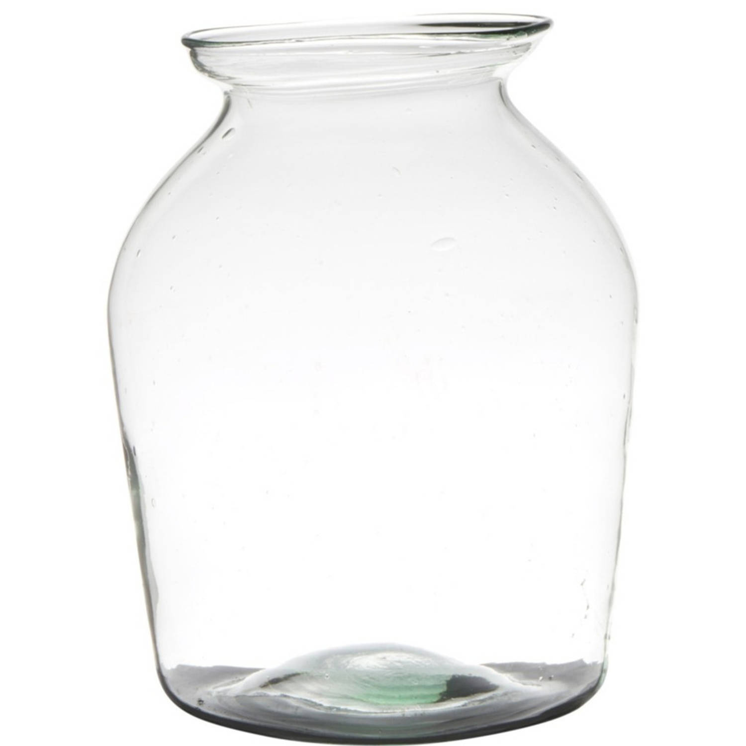 Bellatio Design Bloemenvaas Van Gerecycled Glas Met Hoogte 26 Cm En Diameter 18 Cm - Glazen Transparante Vazen