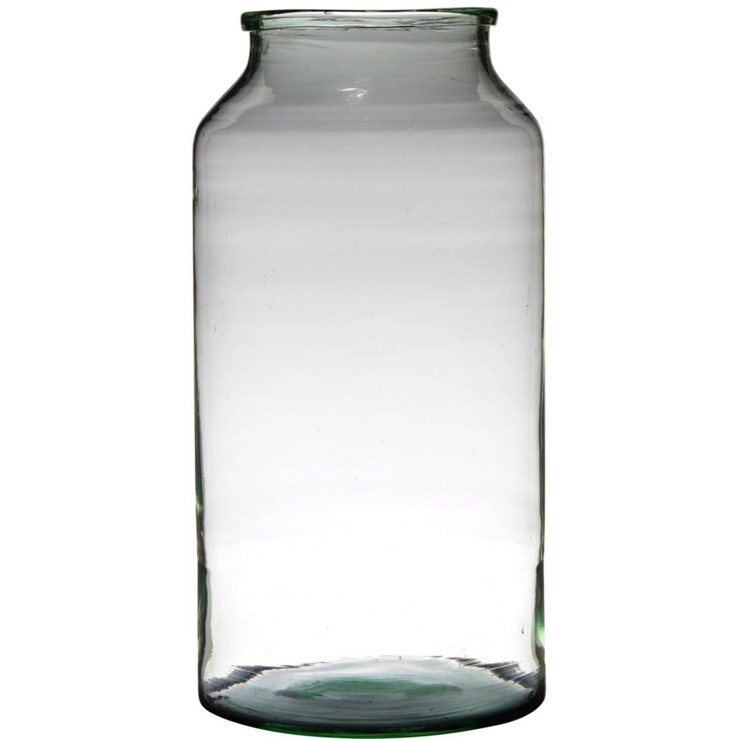 Bellatio Design Bloemenvaas Van Gerecycled Glas Met Hoogte 42.5 Cm En Diameter 22.5 Cm - Glazen Transparante Vazen