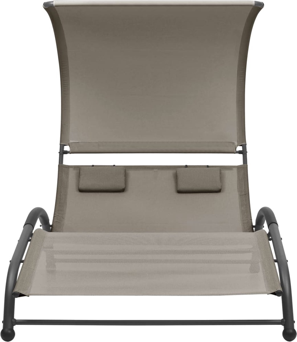 Vidaxl Ligbed Tweepersoons Met Luifel Textileen Taupe